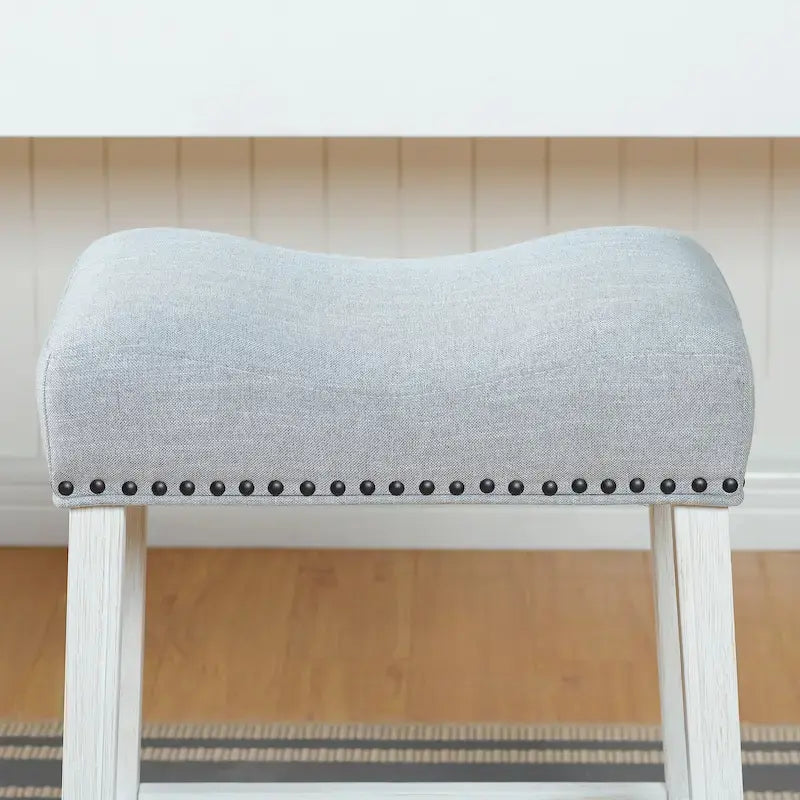 Backless Saddle Seat Counter Stools with A-Frame Wood Base – 2 Piece