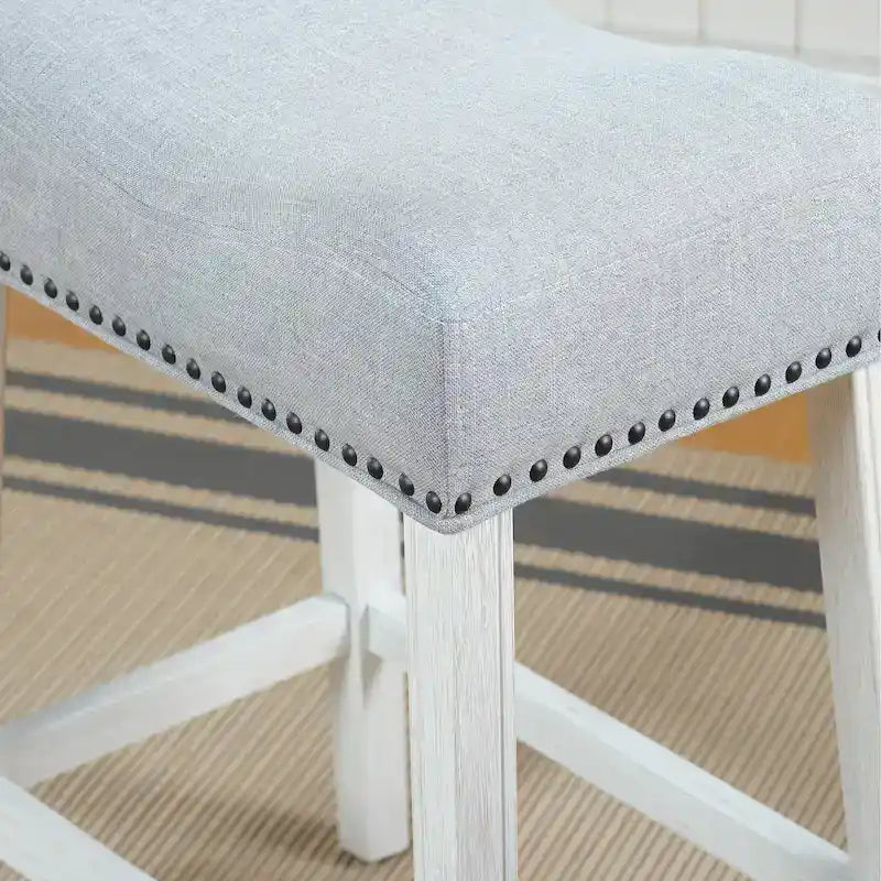 Backless Saddle Seat Counter Stools with A-Frame Wood Base – 2 Piece