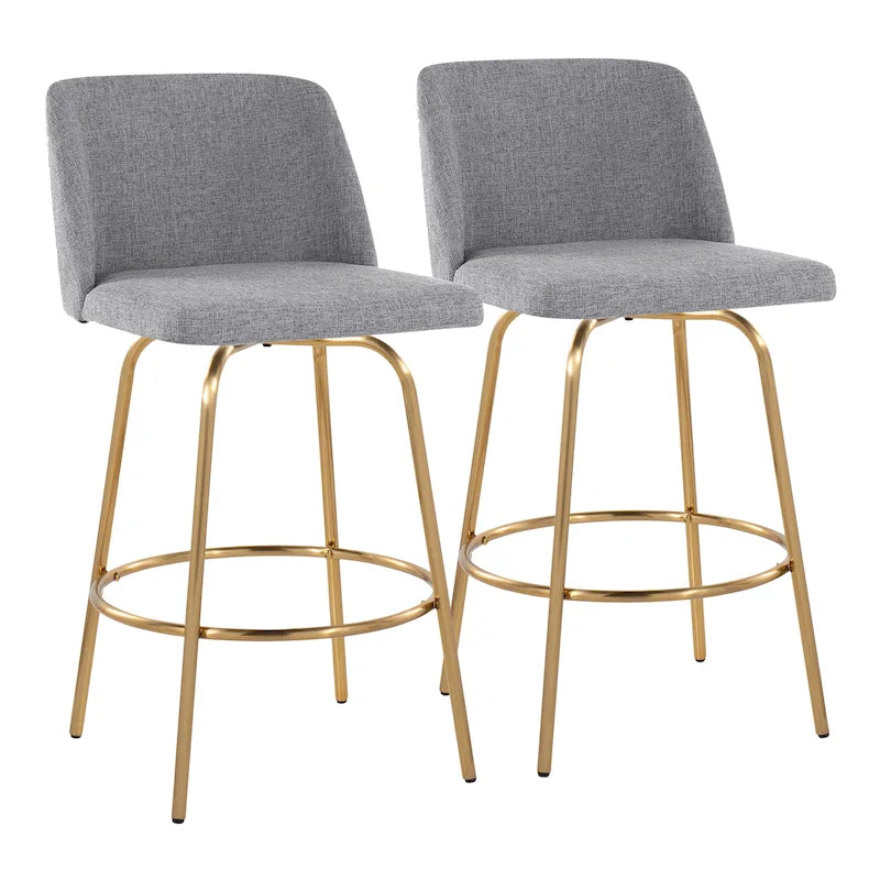 Silver Orchid Vallberga 26 Counter Stool with Gold Metal Base (Set of 2)