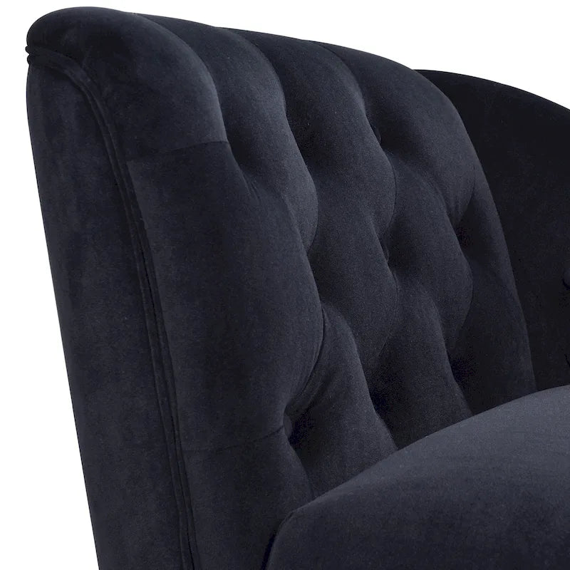 Samtbezogener Loungesessel mit Knopfheftung