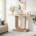 Mesa de entrada de madera de 39 con base geométrica