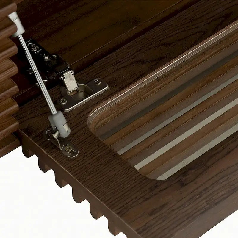 Mueble de TV minimalista con cajones, consola multimedia de madera maciza con armarios, puerta abatible, chapa de nogal, totalmente ensamblado