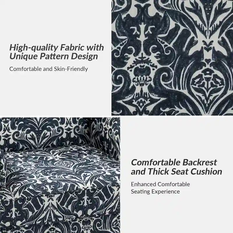 Farmhouse Linen Armchair with Solid Wood Legs – Wide Seat Accent Chair