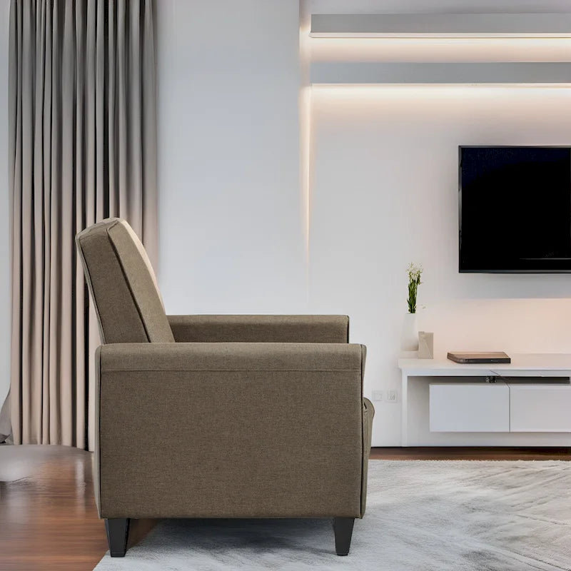 Πολυθρόνα home theater με ανάκλιση και μηχανισμό pushback - συμπαγής ανακλινόμενη πολυθρόνα με μπράτσο και ρυθμιζόμενο υποπόδιο, ιδανική για μικρούς χώρους