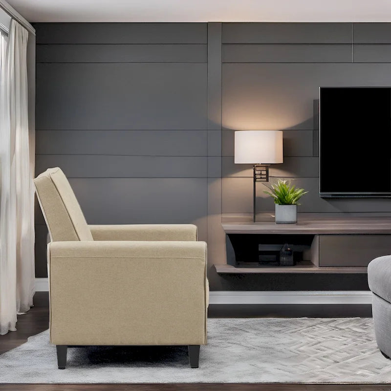 Πολυθρόνα home theater με ανάκλιση και μηχανισμό pushback - συμπαγής ανακλινόμενη πολυθρόνα με μπράτσο και ρυθμιζόμενο υποπόδιο, ιδανική για μικρούς χώρους