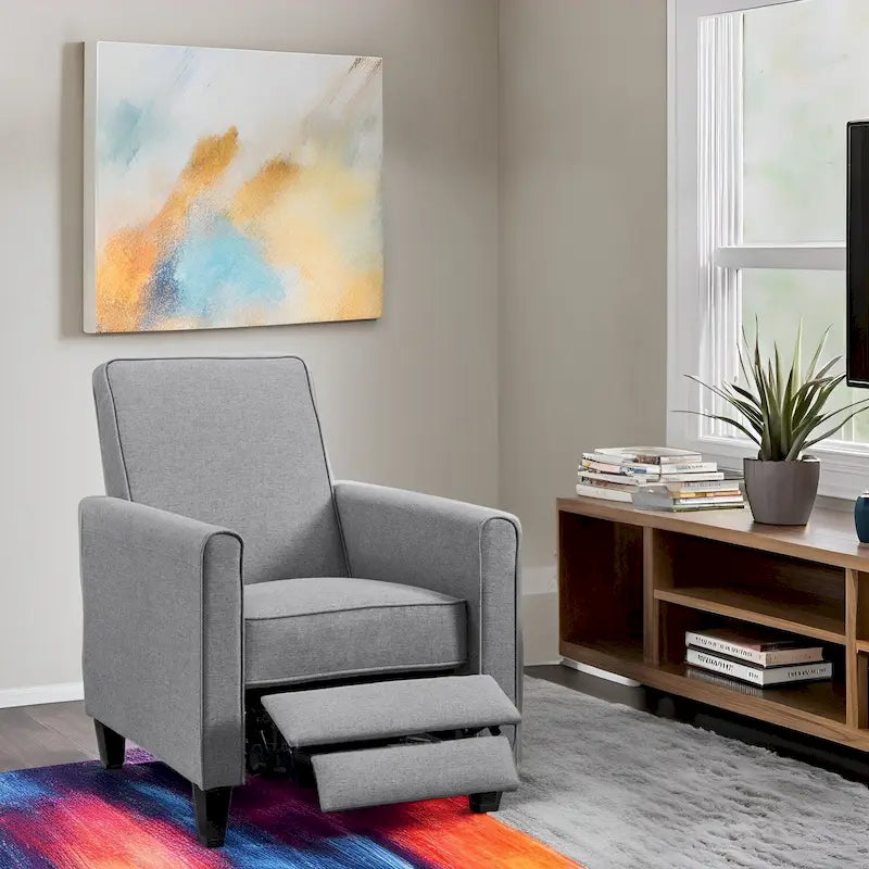 Πολυθρόνα home theater με ανάκλιση και μηχανισμό pushback - συμπαγής ανακλινόμενη πολυθρόνα με μπράτσο και ρυθμιζόμενο υποπόδιο, ιδανική για μικρούς χώρους
