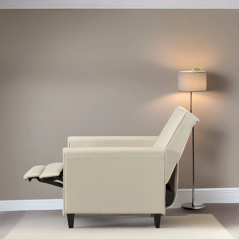 Πολυθρόνα home theater με ανάκλιση και μηχανισμό pushback - συμπαγής ανακλινόμενη πολυθρόνα με μπράτσο και ρυθμιζόμενο υποπόδιο, ιδανική για μικρούς χώρους