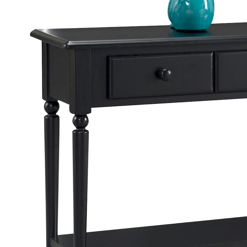 Mesa consola estrecha costera para recibidor con cajón y estante de exhibición