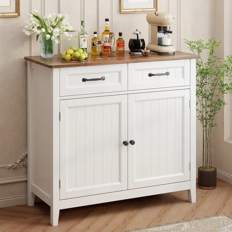 Küchen-Sideboard und Buffet-Aufbewahrungsschrank mit 2 Schubladen, Kaffeebar-Schrank, hölzerner Flurschrank mit zweitürigem Fach
