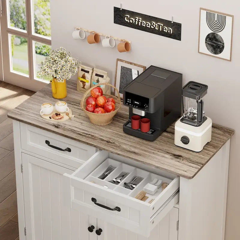 Küchen-Sideboard und Buffet-Aufbewahrungsschrank mit 2 Schubladen, Kaffeebar-Schrank, hölzerner Flurschrank mit zweitürigem Fach