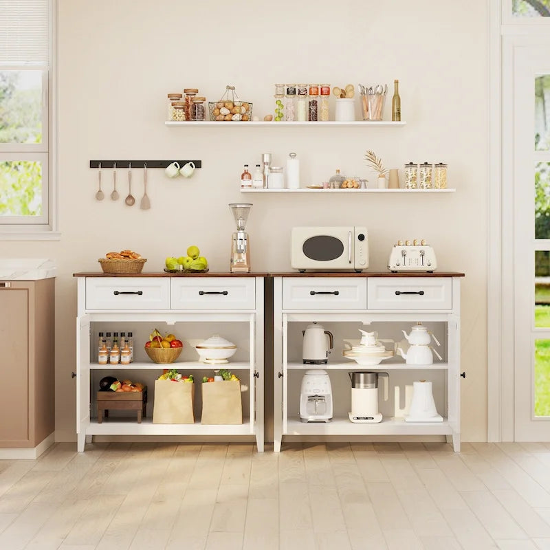Küchen-Sideboard und Buffet-Aufbewahrungsschrank mit 2 Schubladen, Kaffeebar-Schrank, hölzerner Flurschrank mit zweitürigem Fach