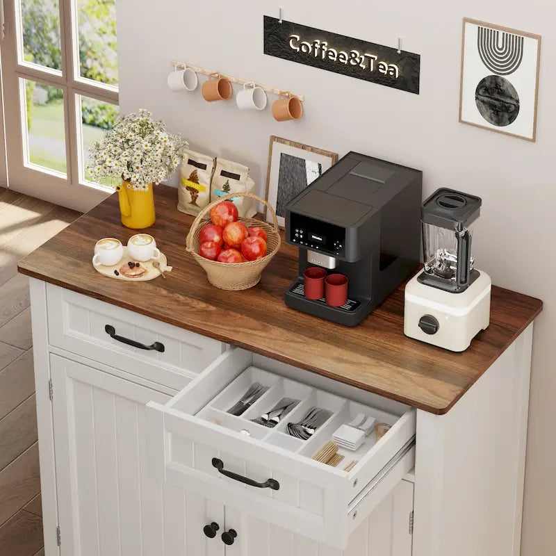 Küchen-Sideboard und Buffet-Aufbewahrungsschrank mit 2 Schubladen, Kaffeebar-Schrank, hölzerner Flurschrank mit zweitürigem Fach