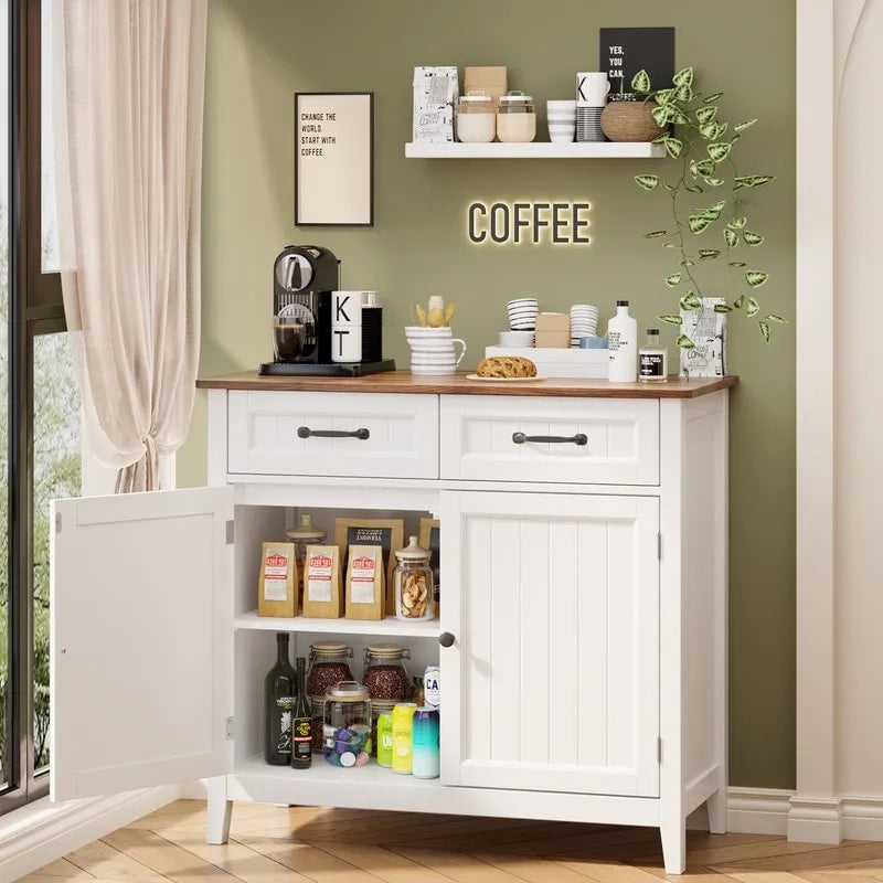 Küchen-Sideboard und Buffet-Aufbewahrungsschrank mit 2 Schubladen, Kaffeebar-Schrank, hölzerner Flurschrank mit zweitürigem Fach