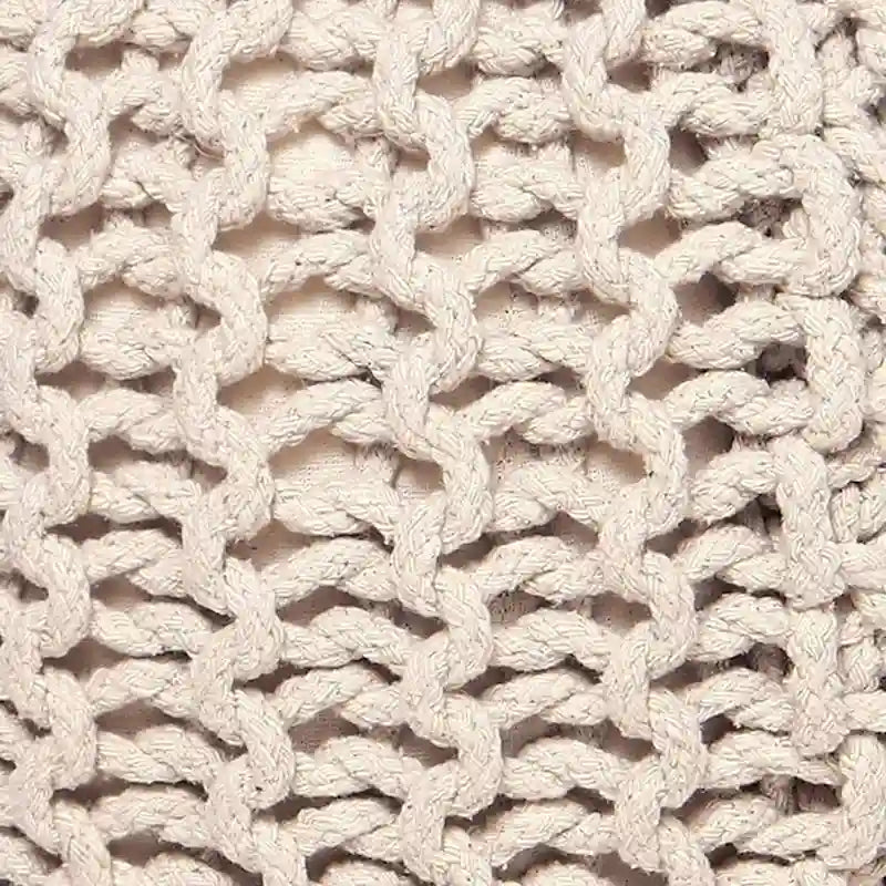 Puf tejido a mano de algodón con cordón trenzado, otomana - reposapiés - asiento decorativo tipo puf - mueble para sala y niños - 18x18x14