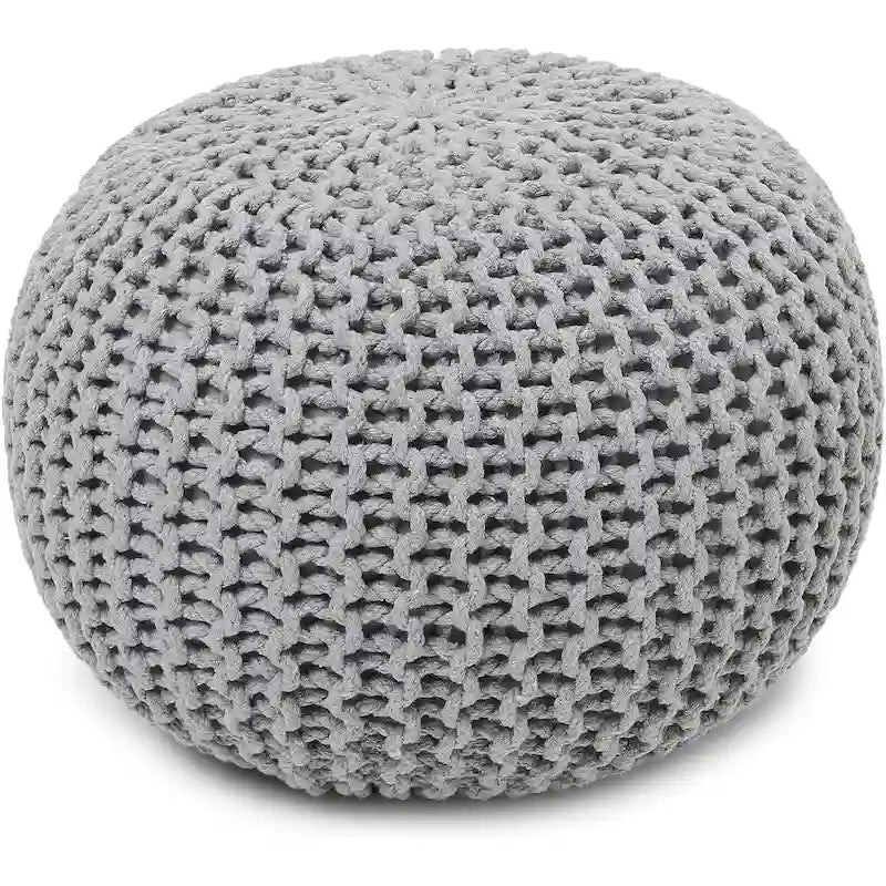 Puf tejido a mano de algodón con cordón trenzado, otomana - reposapiés - asiento decorativo tipo puf - mueble para sala y niños - 18x18x14