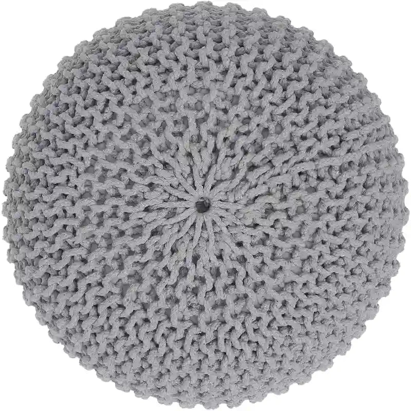 Puf tejido a mano de algodón con cordón trenzado, otomana - reposapiés - asiento decorativo tipo puf - mueble para sala y niños - 18x18x14