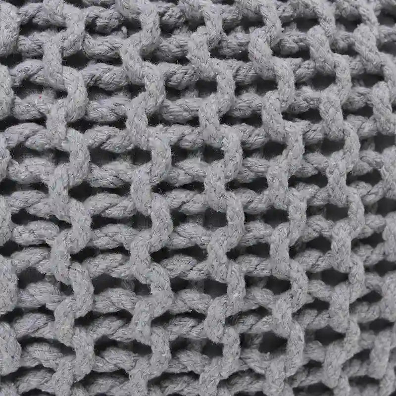 Puf tejido a mano de algodón con cordón trenzado, otomana - reposapiés - asiento decorativo tipo puf - mueble para sala y niños - 18x18x14
