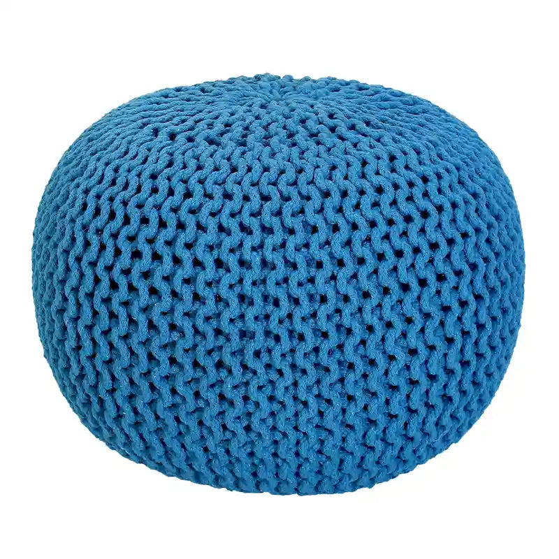 Puf tejido a mano de algodón con cordón trenzado, otomana - reposapiés - asiento decorativo tipo puf - mueble para sala y niños - 18x18x14