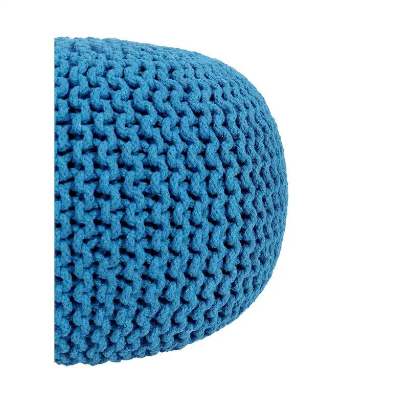 Puf tejido a mano de algodón con cordón trenzado, otomana - reposapiés - asiento decorativo tipo puf - mueble para sala y niños - 18x18x14