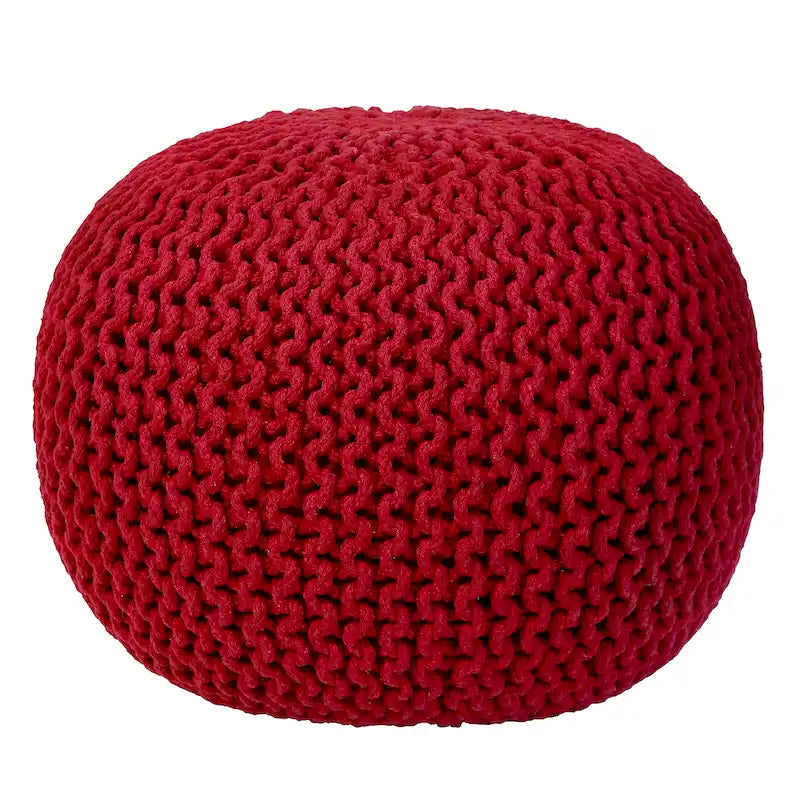 Puf tejido a mano de algodón con cordón trenzado, otomana - reposapiés - asiento decorativo tipo puf - mueble para sala y niños - 18x18x14