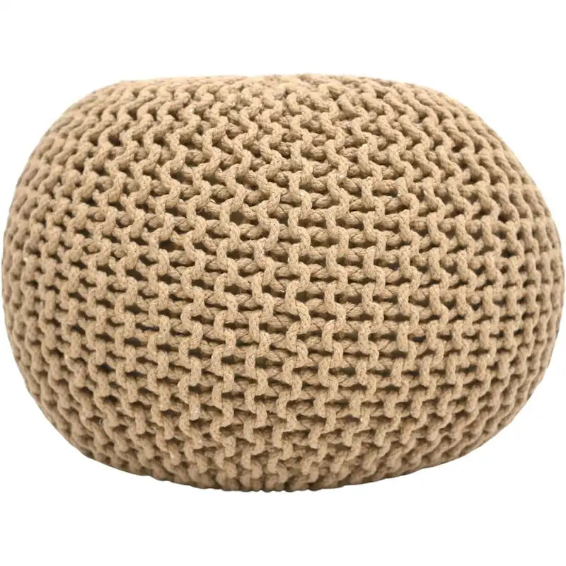 Puf tejido a mano de algodón con cordón trenzado, otomana - reposapiés - asiento decorativo tipo puf - mueble para sala y niños - 18x18x14