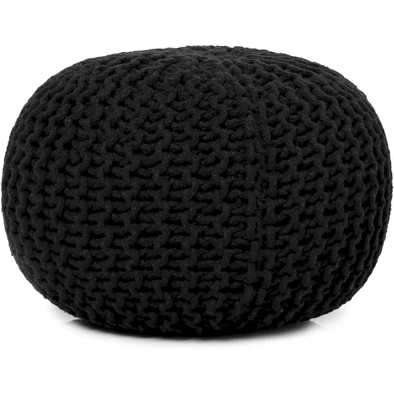 Puf tejido a mano de algodón con cordón trenzado, otomana - reposapiés - asiento decorativo tipo puf - mueble para sala y niños - 18x18x14