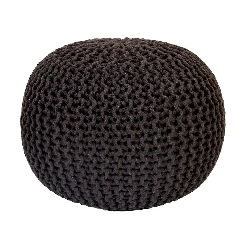 Puf tejido a mano de algodón con cordón trenzado, otomana - reposapiés - asiento decorativo tipo puf - mueble para sala y niños - 18x18x14