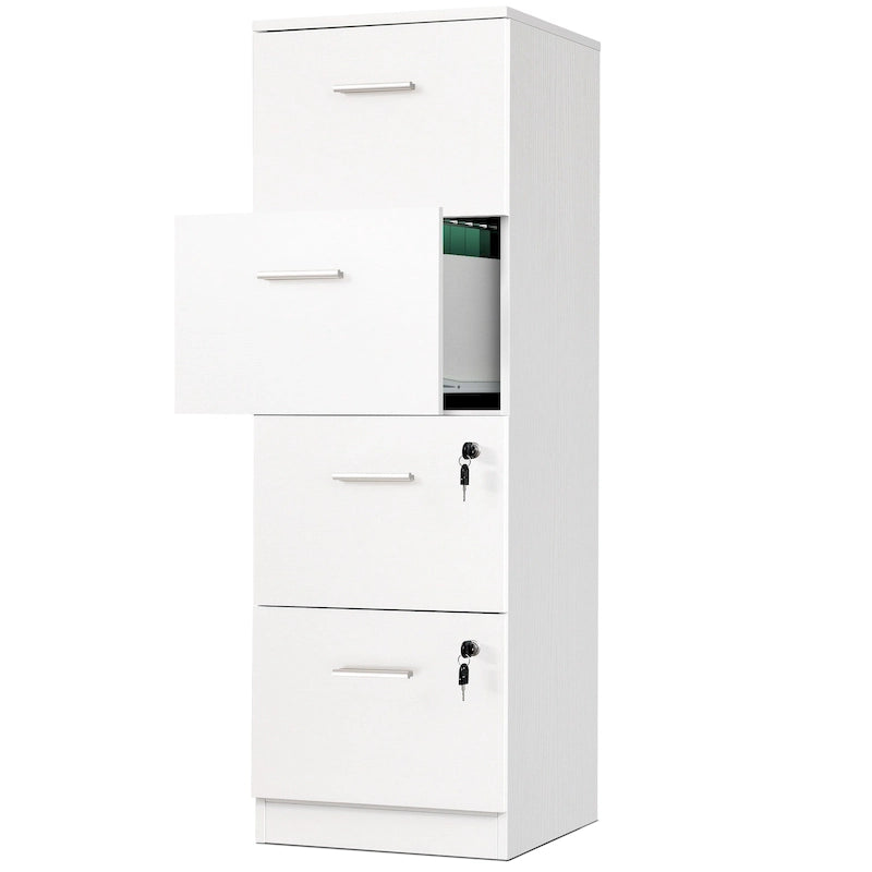 Archivador vertical con cerradura de 4 cajones para oficina en casa - blanco de 51 pulgadas