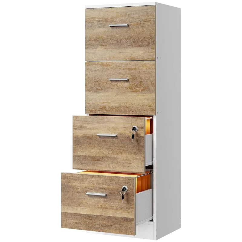 Archivador vertical con cerradura de 4 cajones para oficina en casa - blanco de 51 pulgadas