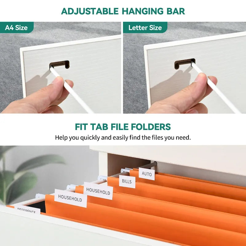 Archivador vertical con cerradura de 4 cajones para oficina en casa - blanco de 51 pulgadas