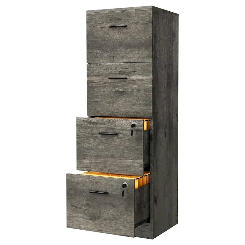 Archivador vertical con cerradura de 4 cajones para oficina en casa - blanco de 51 pulgadas