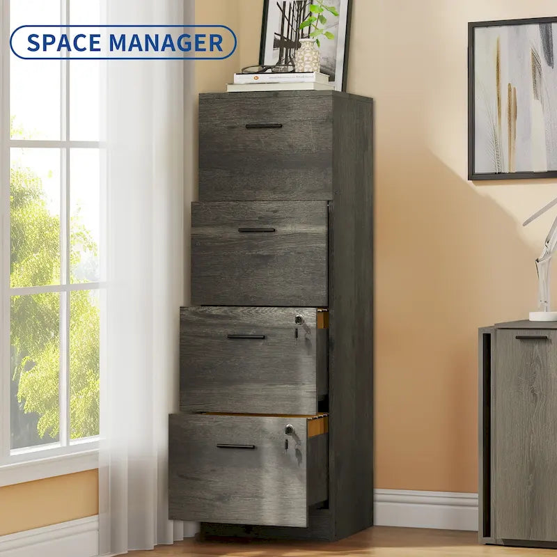 Archivador vertical con cerradura de 4 cajones para oficina en casa - blanco de 51 pulgadas