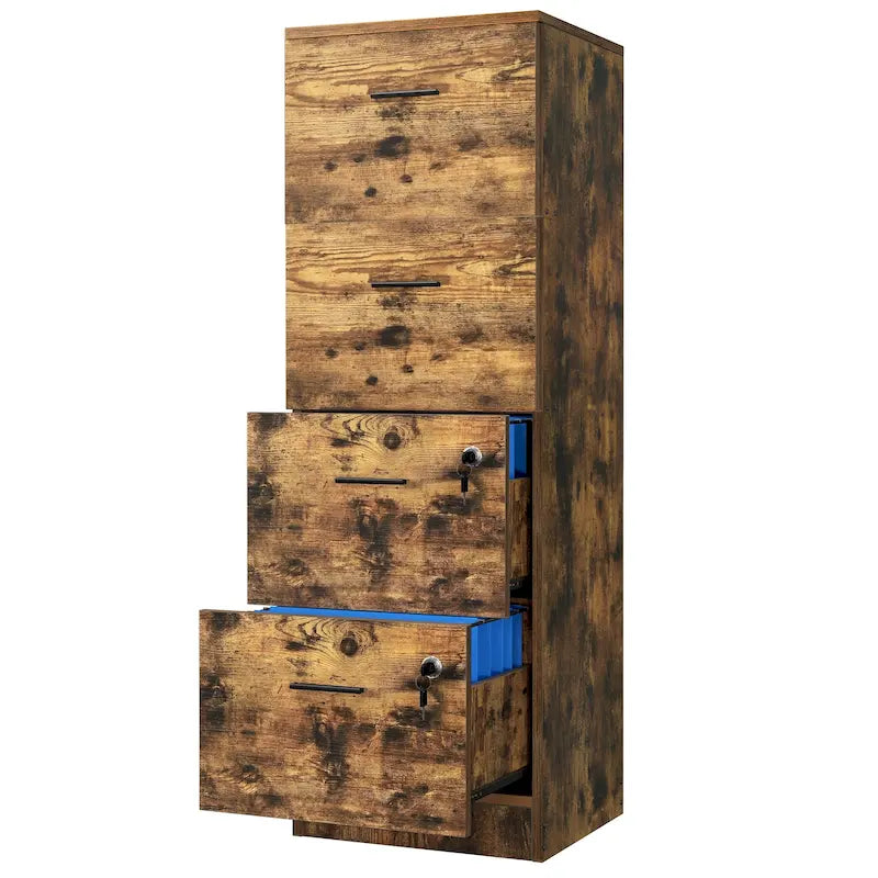 Archivador vertical con cerradura de 4 cajones para oficina en casa - blanco de 51 pulgadas
