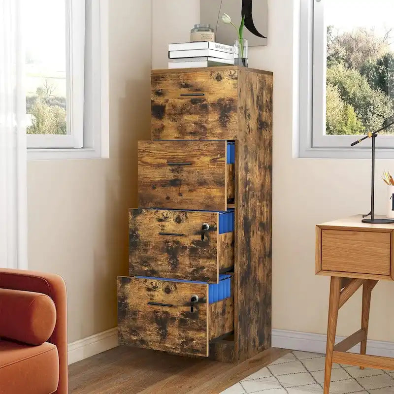 Archivador vertical con cerradura de 4 cajones para oficina en casa - blanco de 51 pulgadas