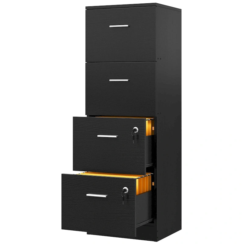Archivador vertical con cerradura de 4 cajones para oficina en casa - blanco de 51 pulgadas