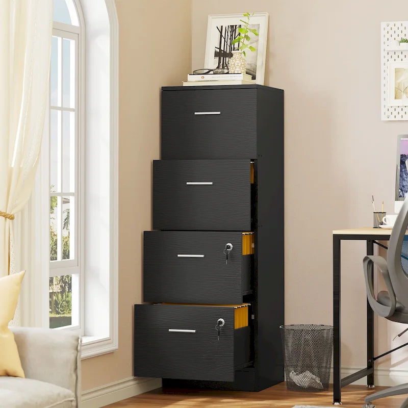 Archivador vertical con cerradura de 4 cajones para oficina en casa - blanco de 51 pulgadas
