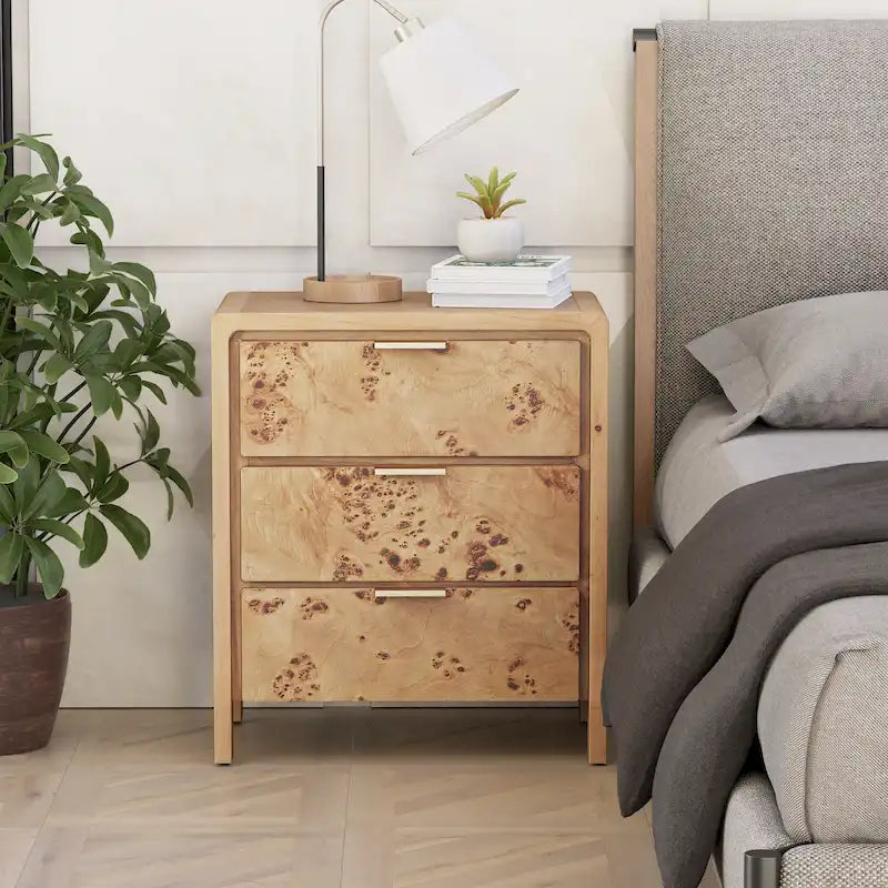 Farmhouse Nightstand with Rustic Distressed Wood Finish – Fully Assembled