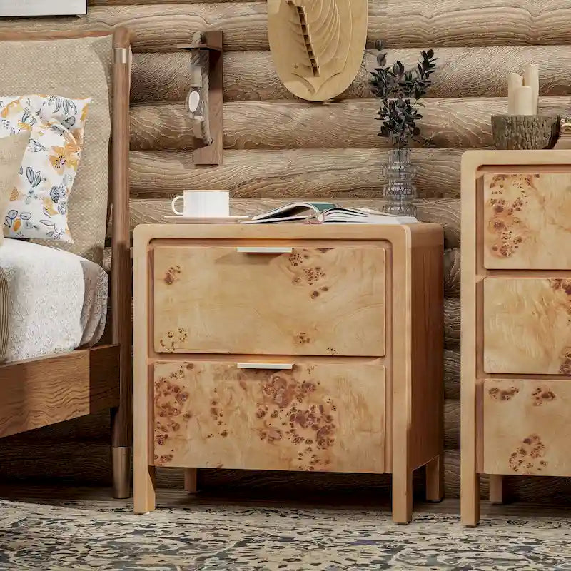Farmhouse Nightstand with Rustic Distressed Wood Finish – Fully Assembled