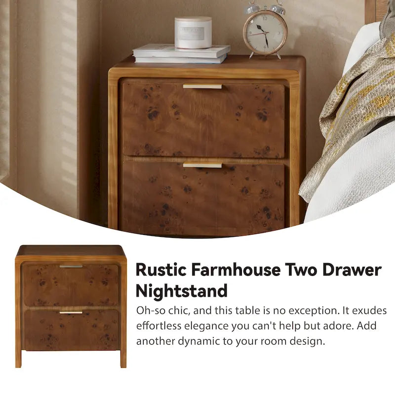 Farmhouse Nightstand with Rustic Distressed Wood Finish – Fully Assembled