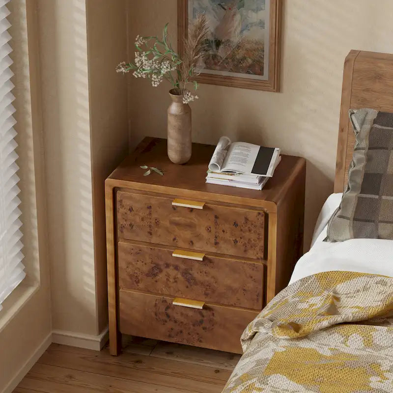Farmhouse Nightstand with Rustic Distressed Wood Finish – Fully Assembled