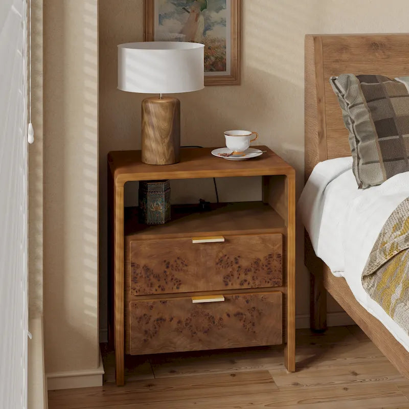 Farmhouse Nightstand with Rustic Distressed Wood Finish – Fully Assembled