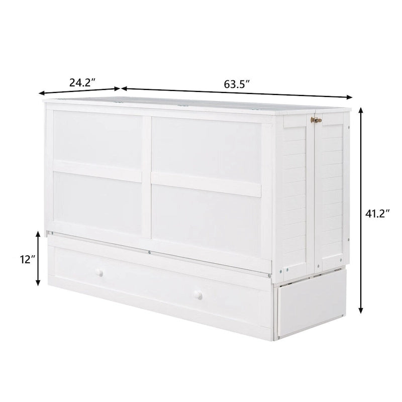 Cama Murphy queen de pared con cajón de almacenamiento y estantes laterales