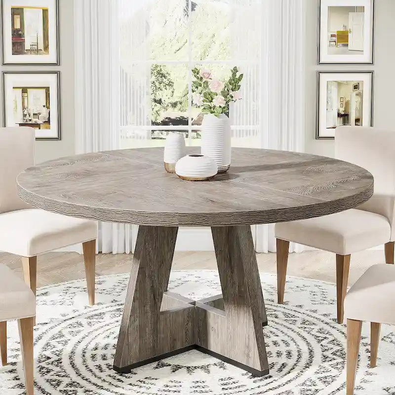 Mesa de comedor redonda de 47 pulgadas para 4 personas, mesa de comedor rústica de madera para la cocina, el comedor o la sala de estar