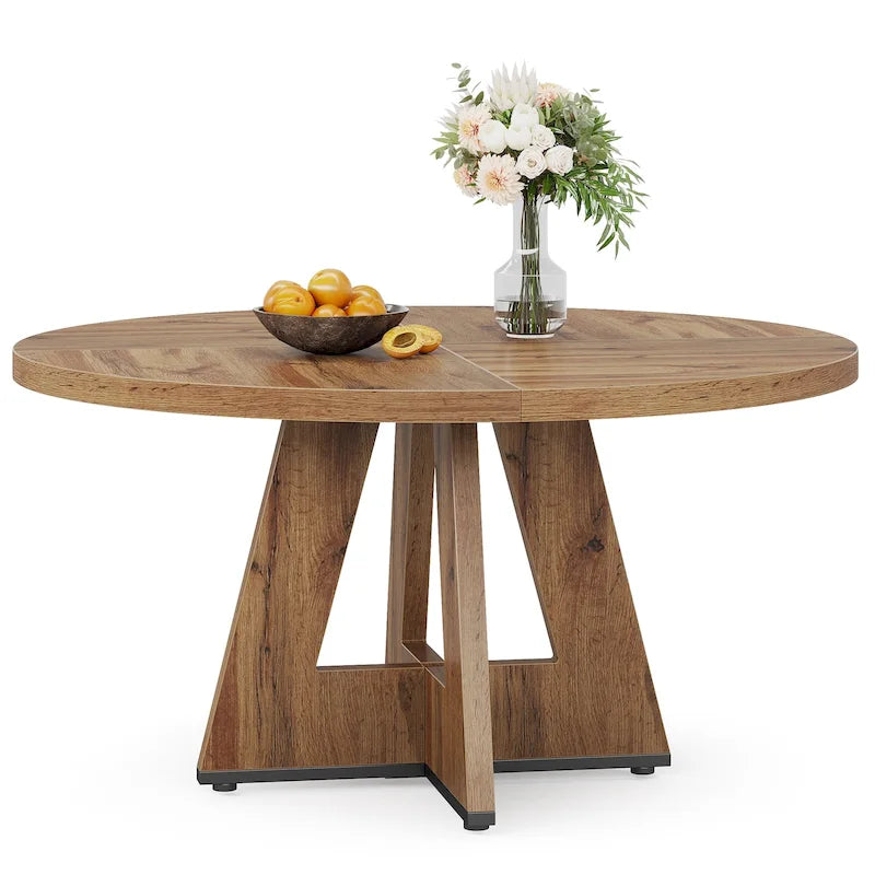 Mesa de jantar redonda de 47 polegadas para 4 pessoas, mesa de jantar rústica de madeira para cozinha, sala de jantar e sala de estar