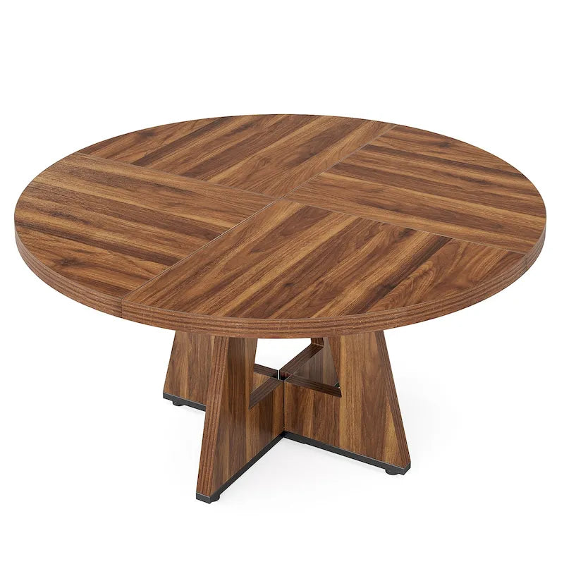 Mesa de jantar redonda de 47 polegadas para 4 pessoas, mesa de jantar rústica de madeira para cozinha, sala de jantar e sala de estar