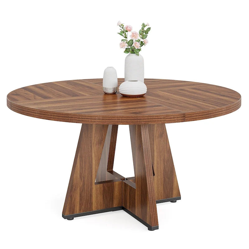 Mesa de jantar redonda de 47 polegadas para 4 pessoas, mesa de jantar rústica de madeira para cozinha, sala de jantar e sala de estar