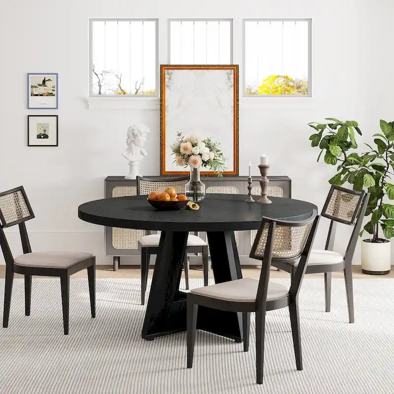 Mesa de jantar redonda de 47 polegadas para 4 pessoas, mesa de jantar rústica de madeira para cozinha, sala de jantar e sala de estar