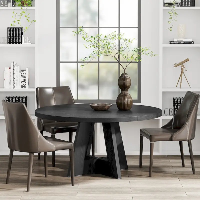 Mesa de jantar redonda de 47 polegadas para 4 pessoas, mesa de jantar rústica de madeira para cozinha, sala de jantar e sala de estar