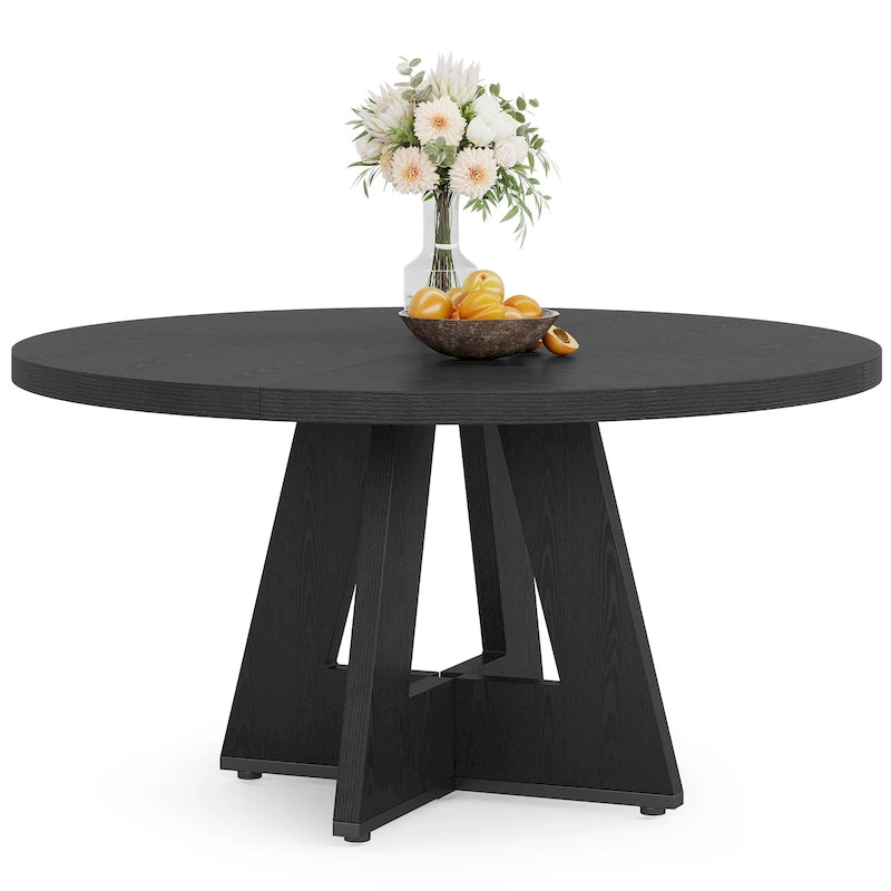 Mesa de jantar redonda de 47 polegadas para 4 pessoas, mesa de jantar rústica de madeira para cozinha, sala de jantar e sala de estar