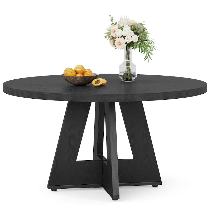 Mesa de jantar redonda de 47 polegadas para 4 pessoas, mesa de jantar rústica de madeira para cozinha, sala de jantar e sala de estar